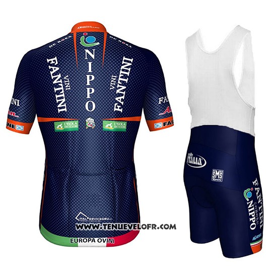 2018 Maillot Ciclismo Nippo Vini Fantini Europe Ovini Fonce Bleu Manches Courtes et Cuissard
